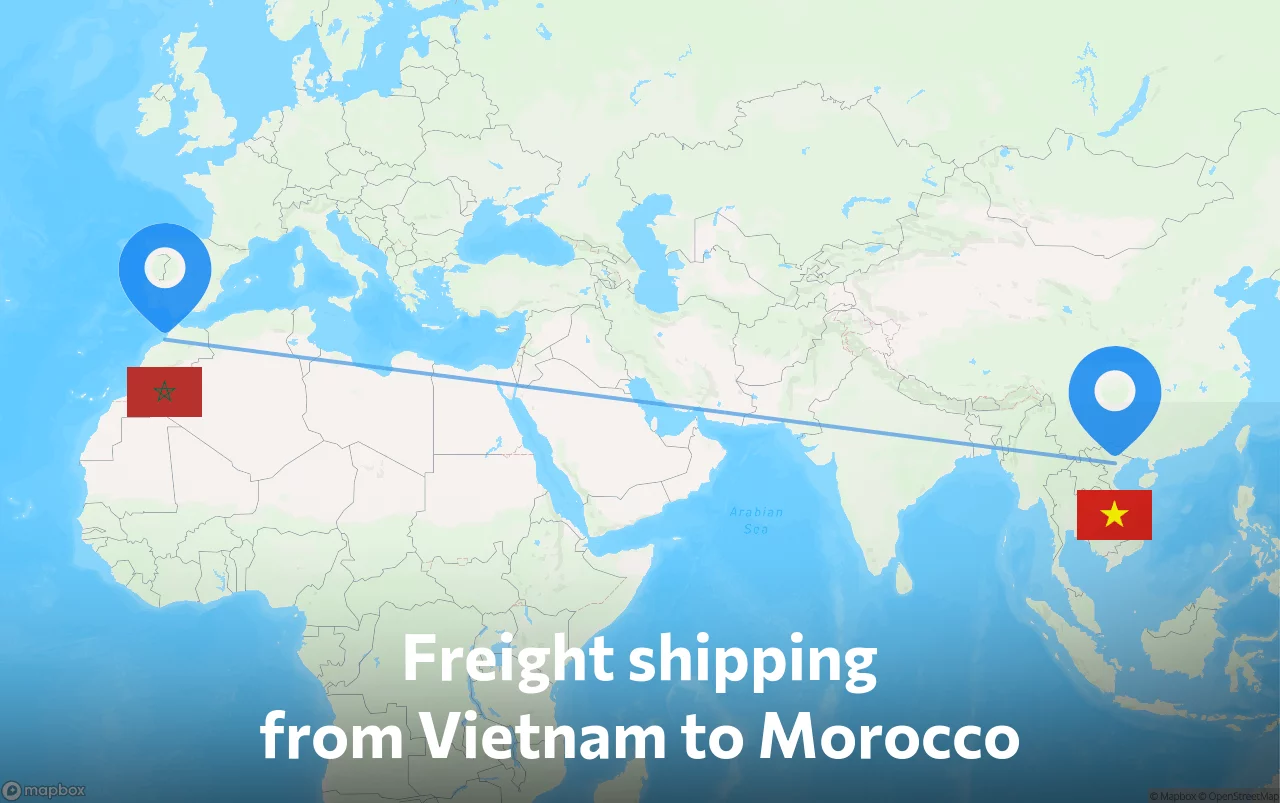 Shipping route from Vietnam to Morocco