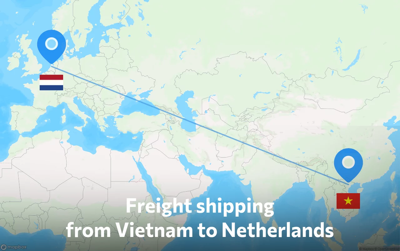 Shipping route from Vietnam to Netherlands