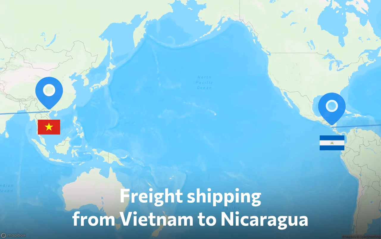 Shipping route from Vietnam to Nicaragua