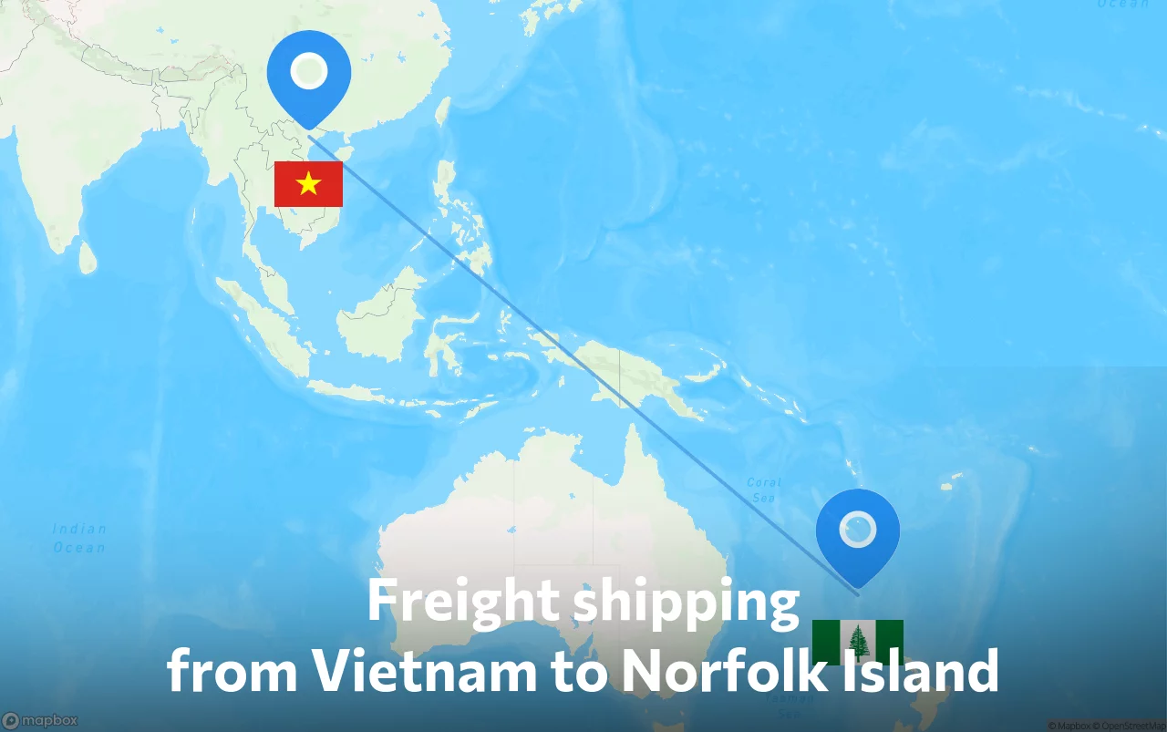 Shipping route from Vietnam to Norfolk Island