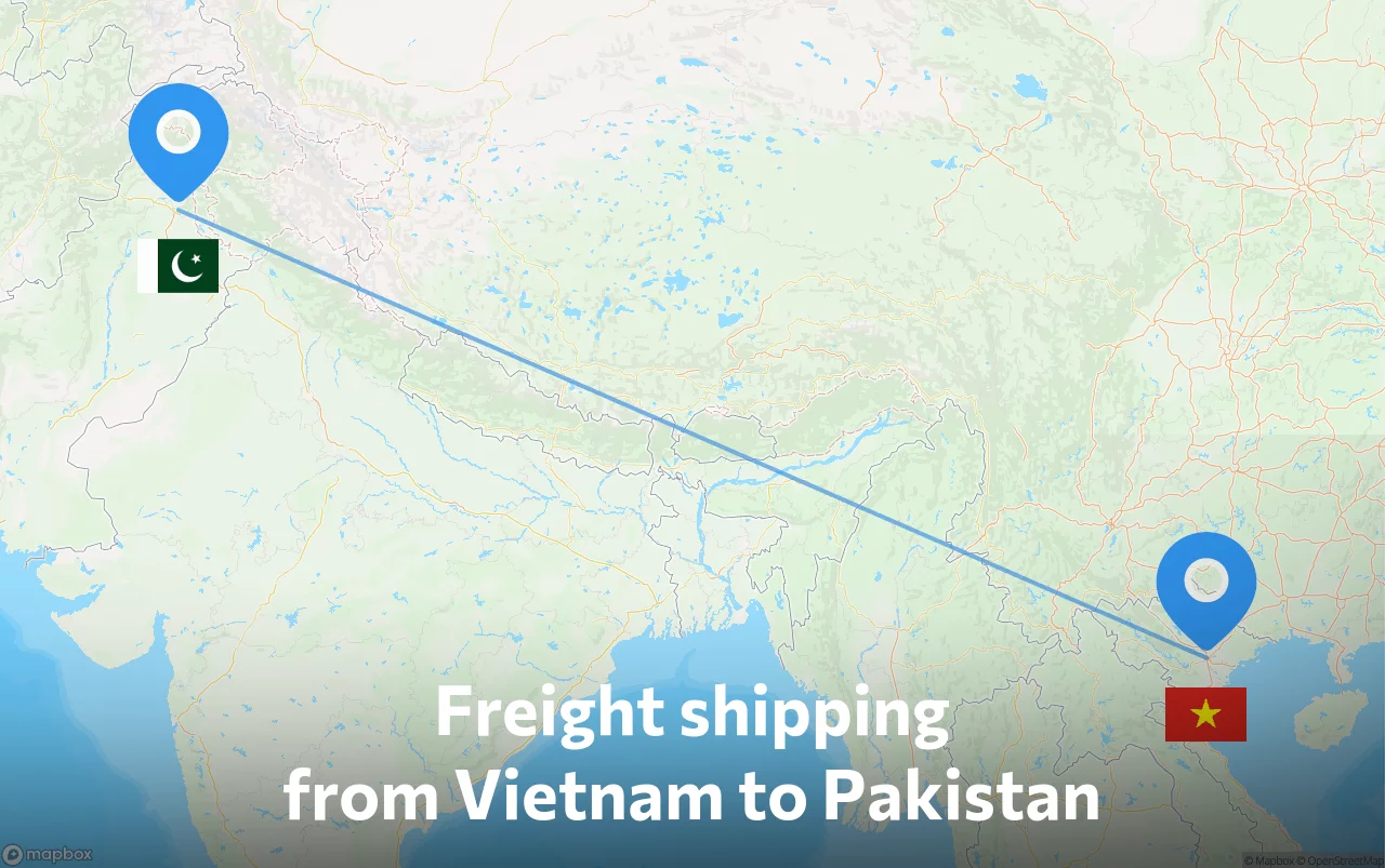 Shipping route from Vietnam to Pakistan