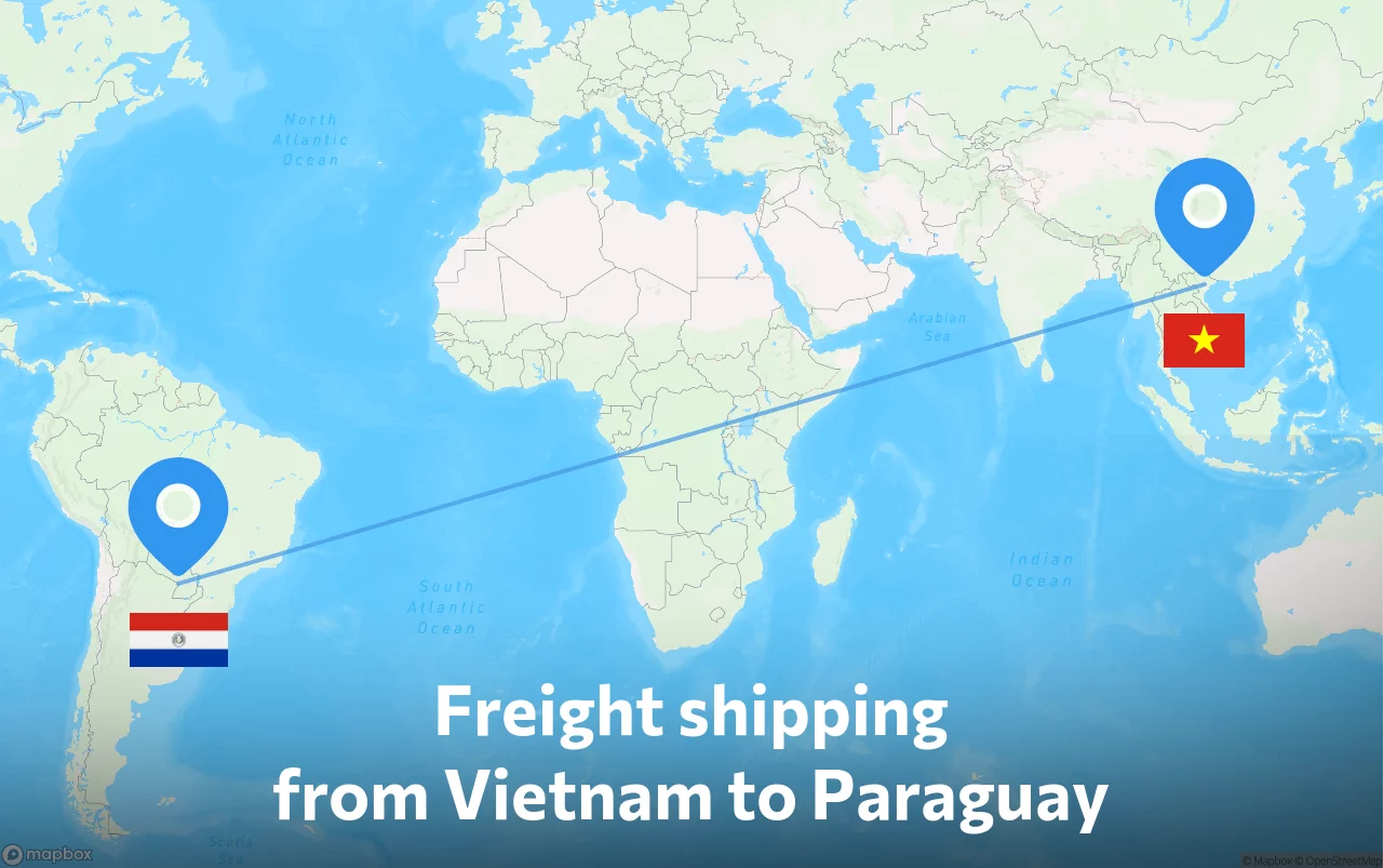 Shipping route from Vietnam to Paraguay