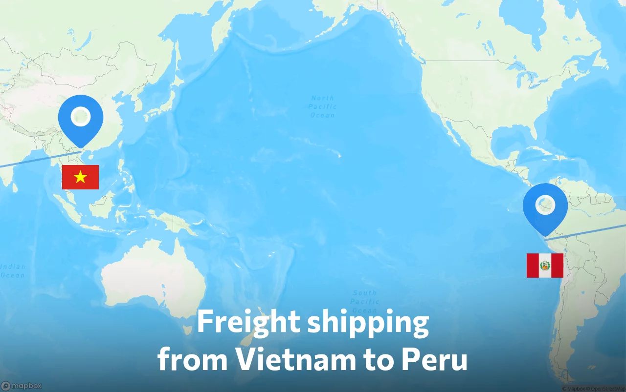 Shipping route from Vietnam to Peru