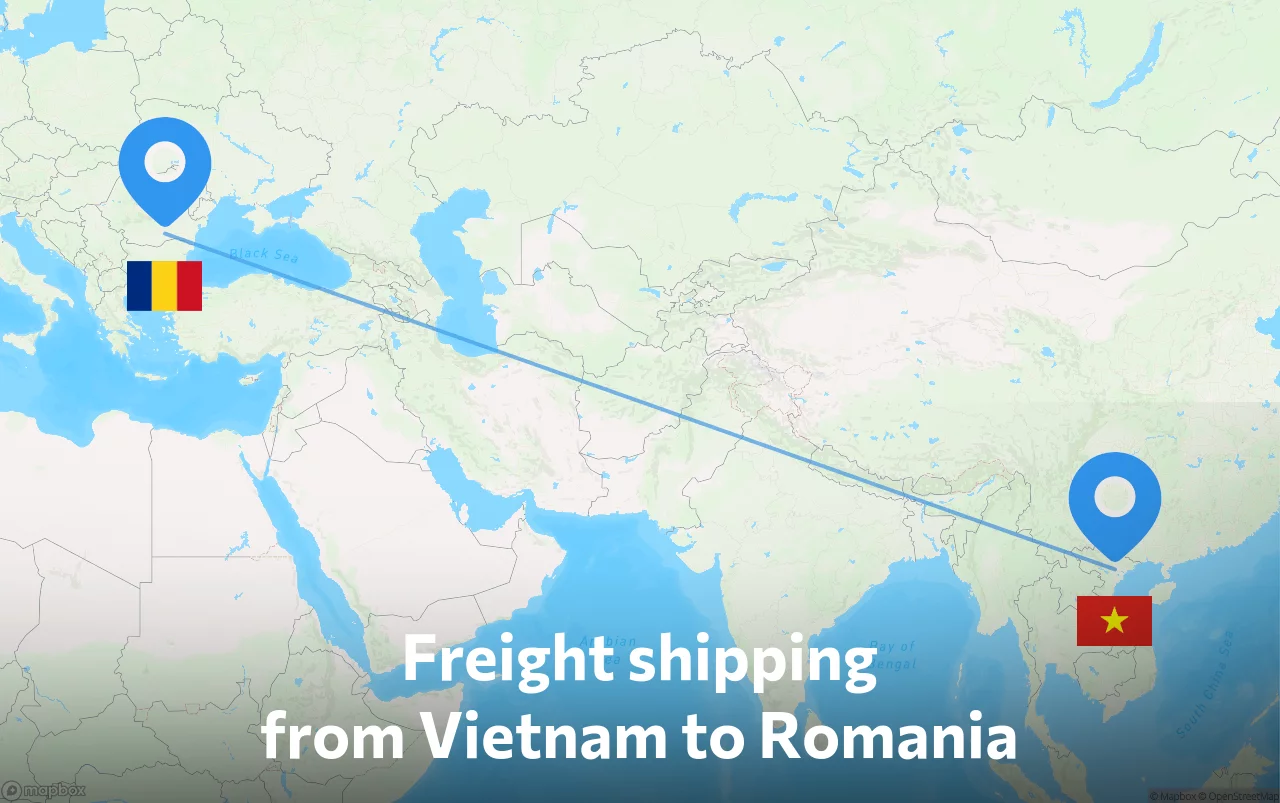 Shipping route from Vietnam to Romania