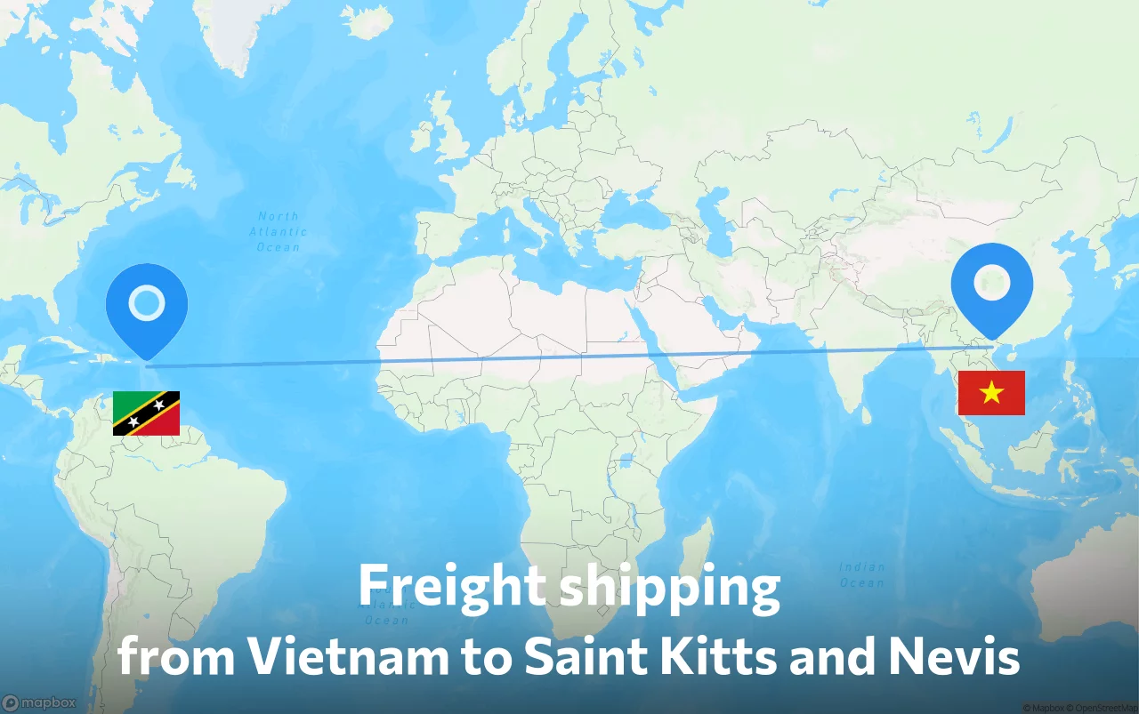 Shipping route from Vietnam to Saint Kitts and Nevis