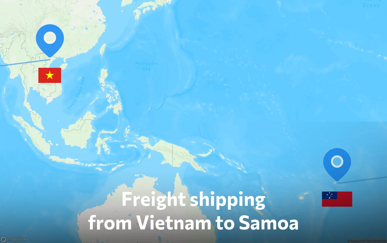 Shipping route from Vietnam to Samoa