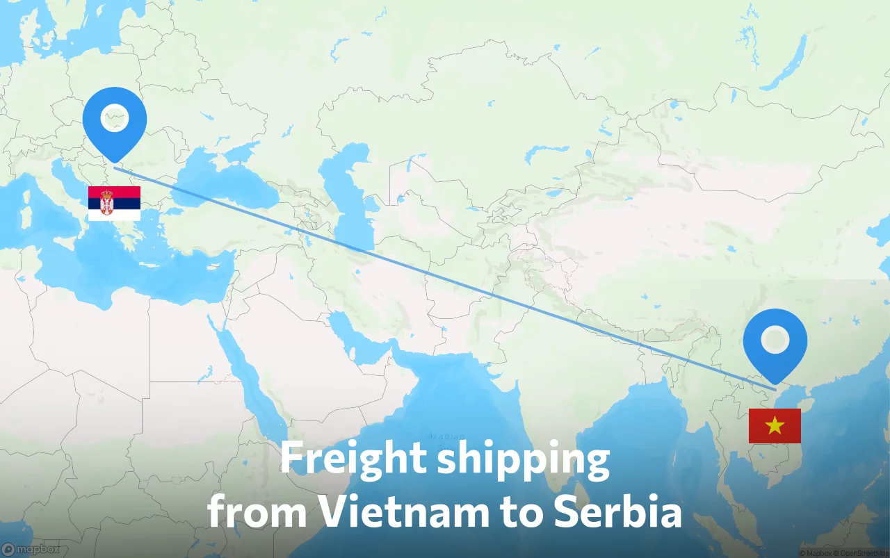 Shipping route from Vietnam to Serbia