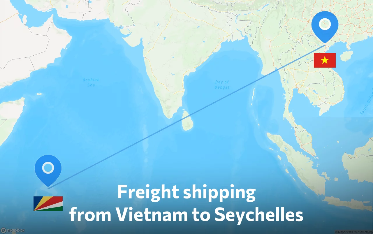 Shipping route from Vietnam to Seychelles