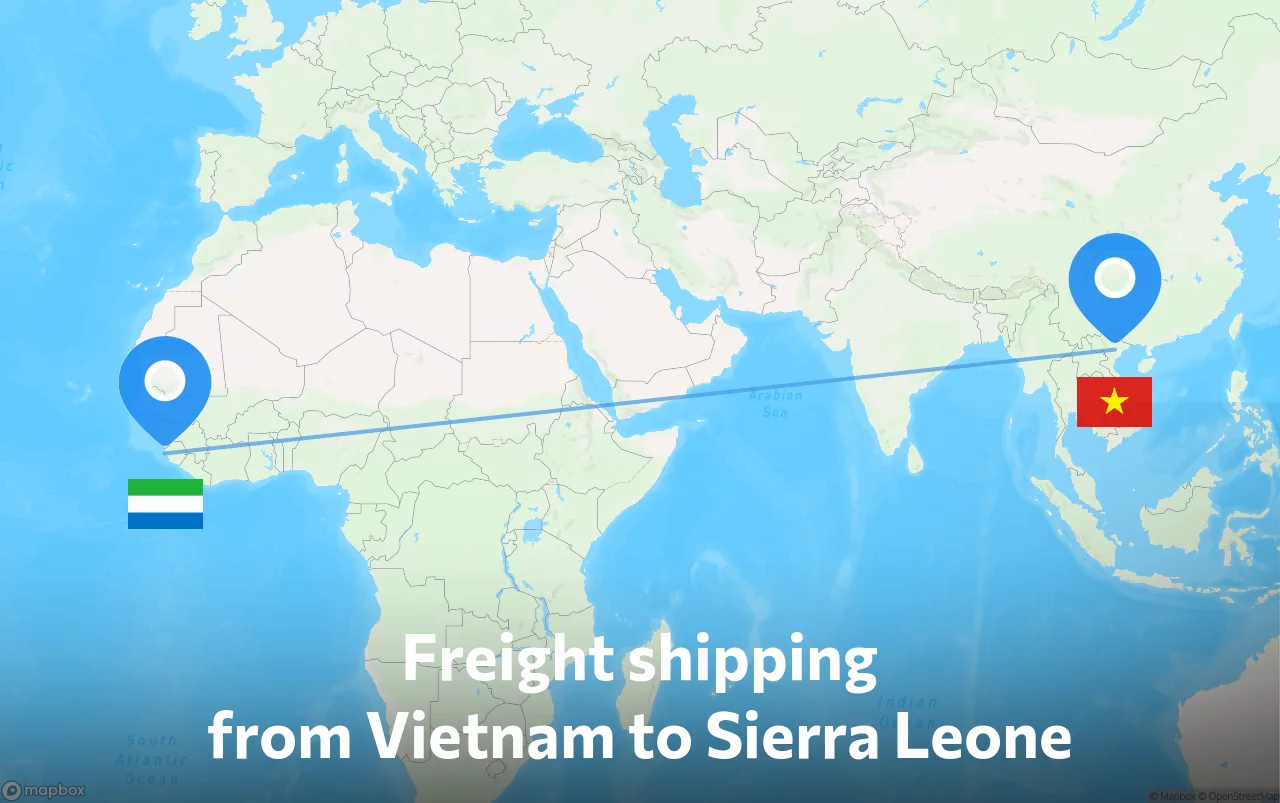 Shipping route from Vietnam to Sierra Leone