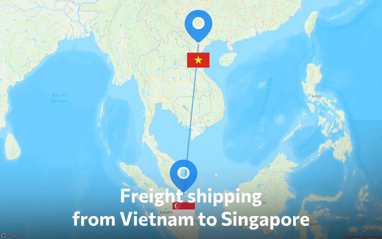 Shipping route from Vietnam to Singapore
