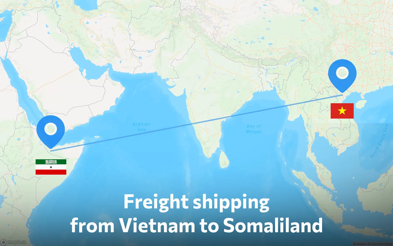 Shipping route from Vietnam to Somaliland