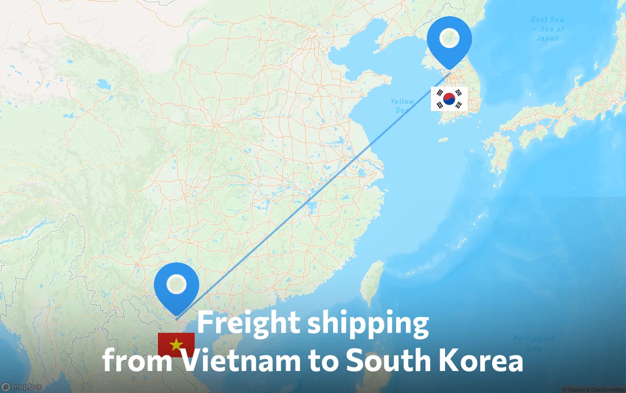 Shipping route from Vietnam to South Korea