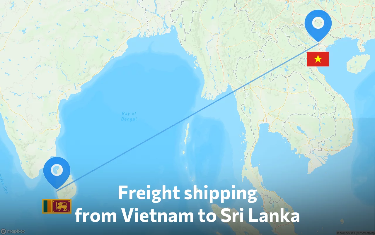 Shipping route from Vietnam to Sri Lanka