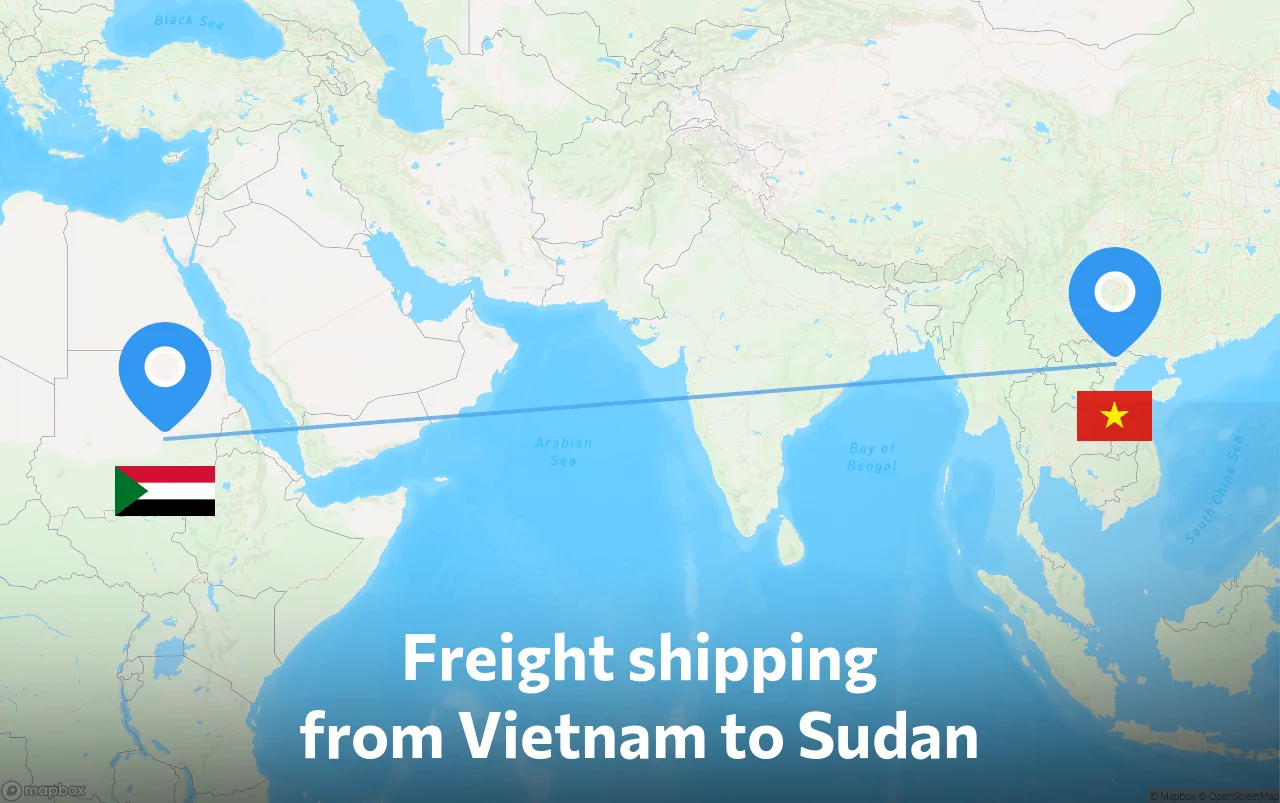 Shipping route from Vietnam to Sudan