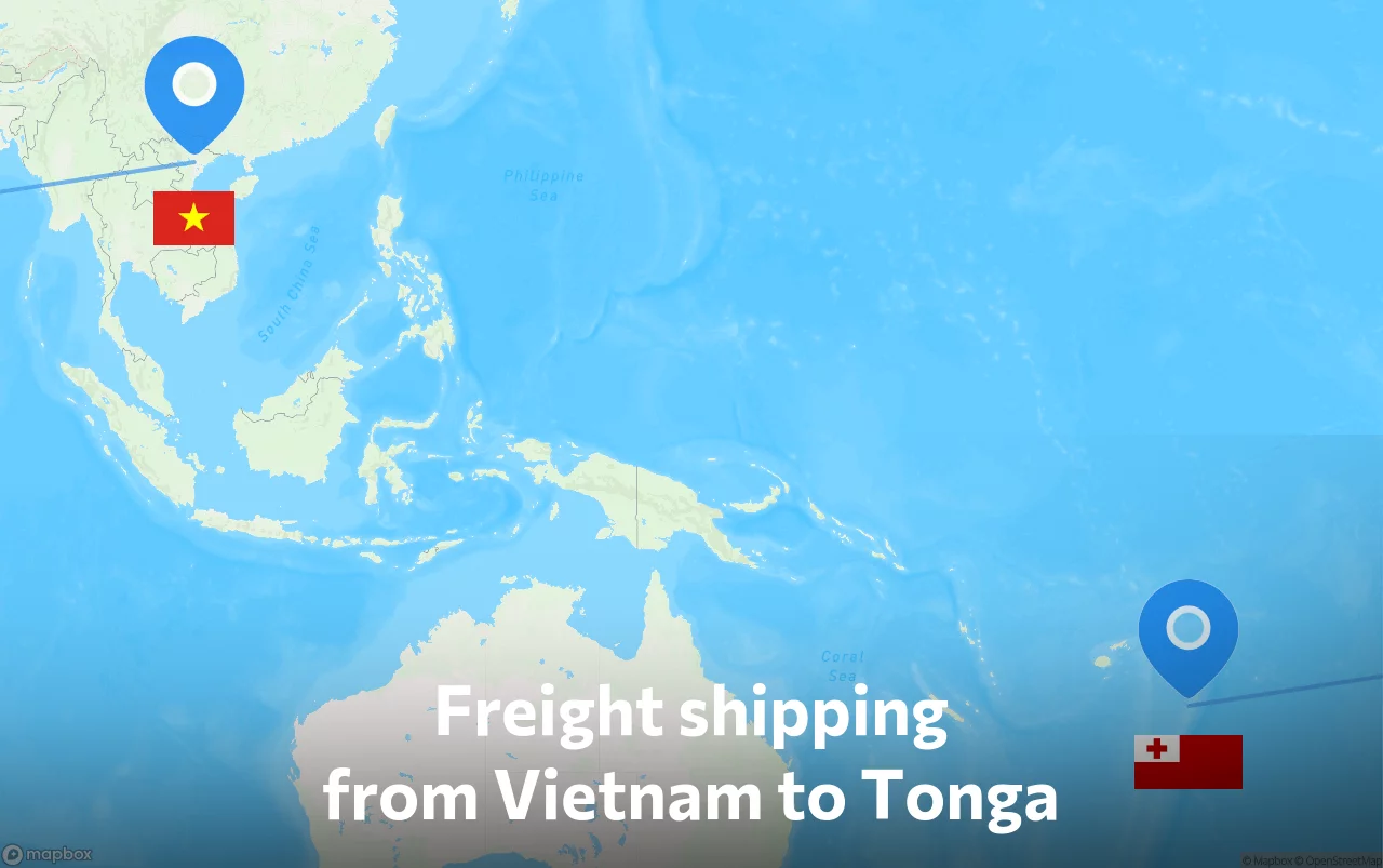 Shipping route from Vietnam to Tonga