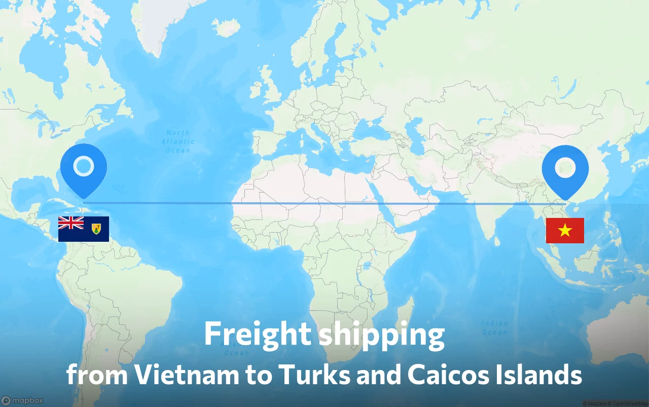 Shipping route from Vietnam to Turks and Caicos Islands