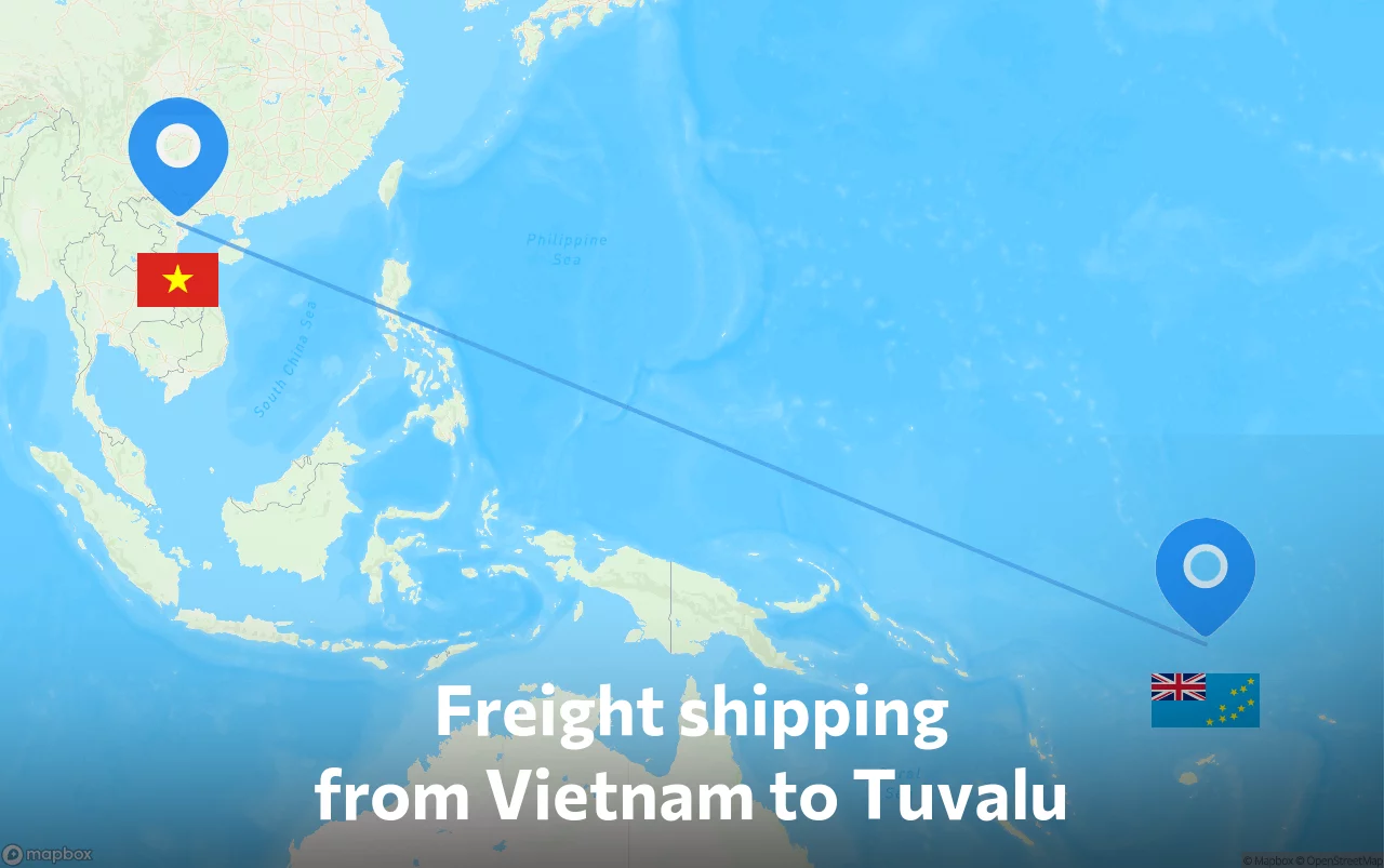 Shipping route from Vietnam to Tuvalu