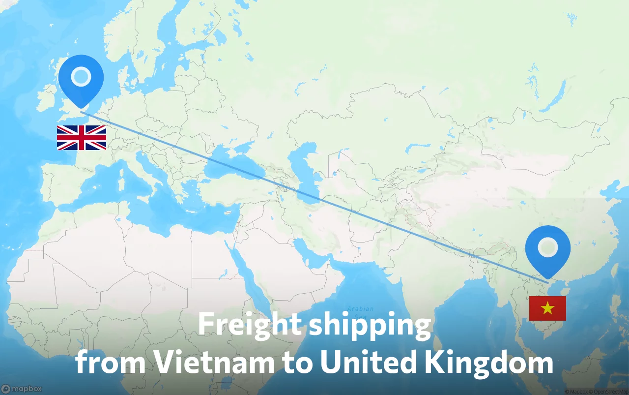 Shipping route from Vietnam to United Kingdom