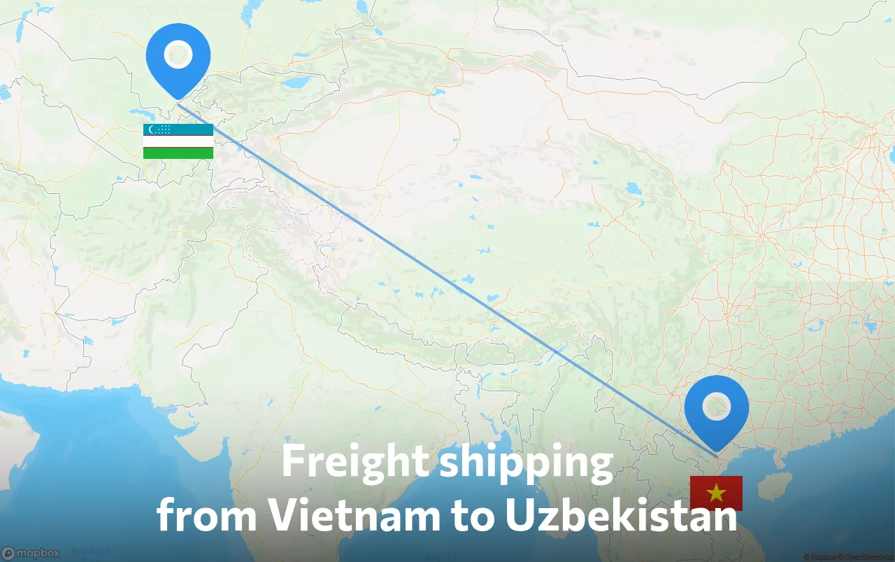 Shipping route from Vietnam to Uzbekistan