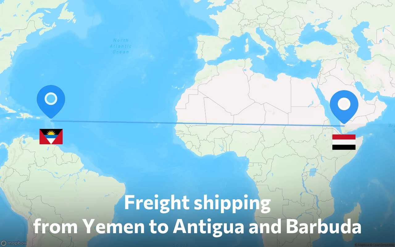 Shipping route from Yemen to Antigua and Barbuda
