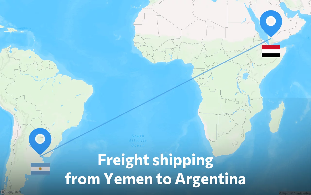 Shipping route from Yemen to Argentina