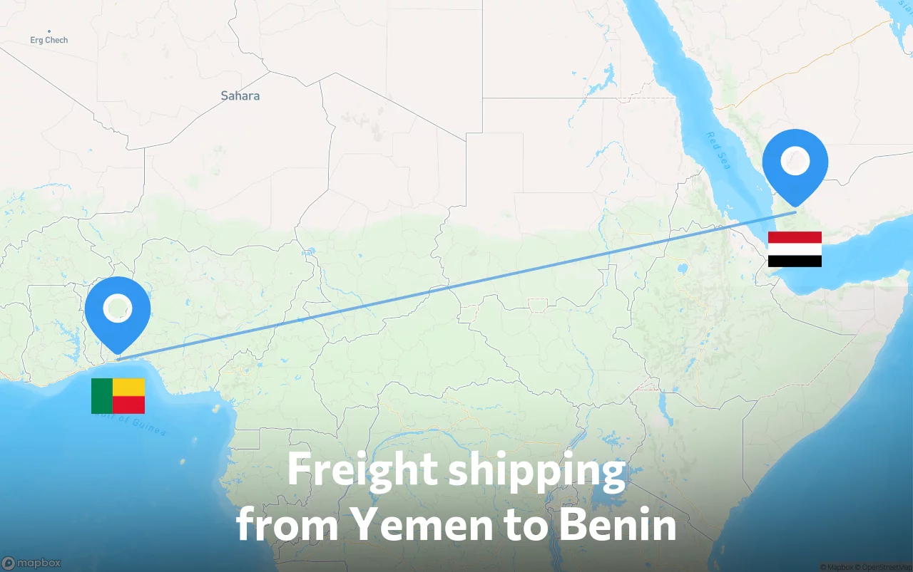 Shipping route from Yemen to Benin