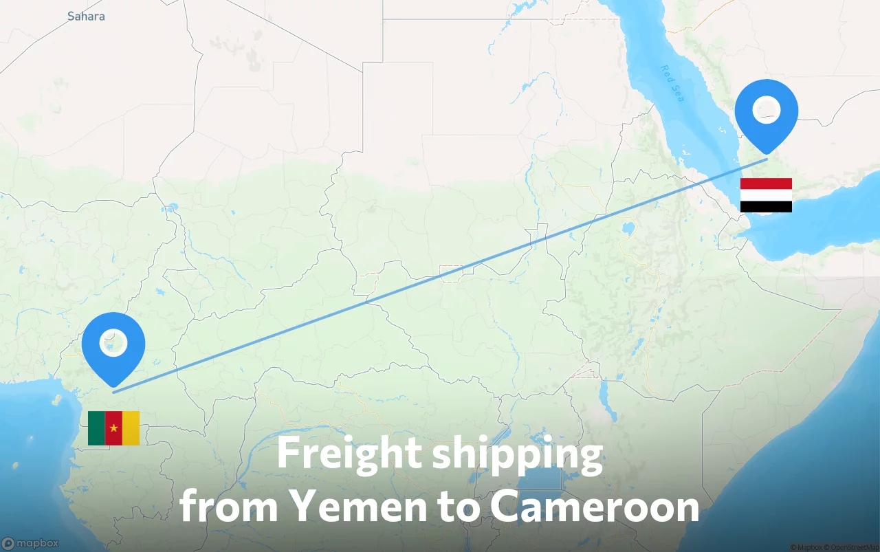 Shipping route from Yemen to Cameroon