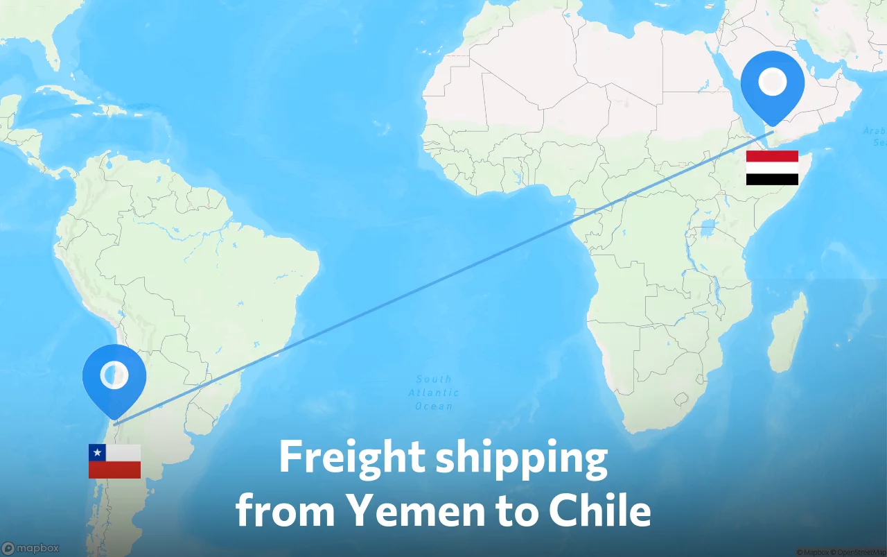 Shipping route from Yemen to Chile