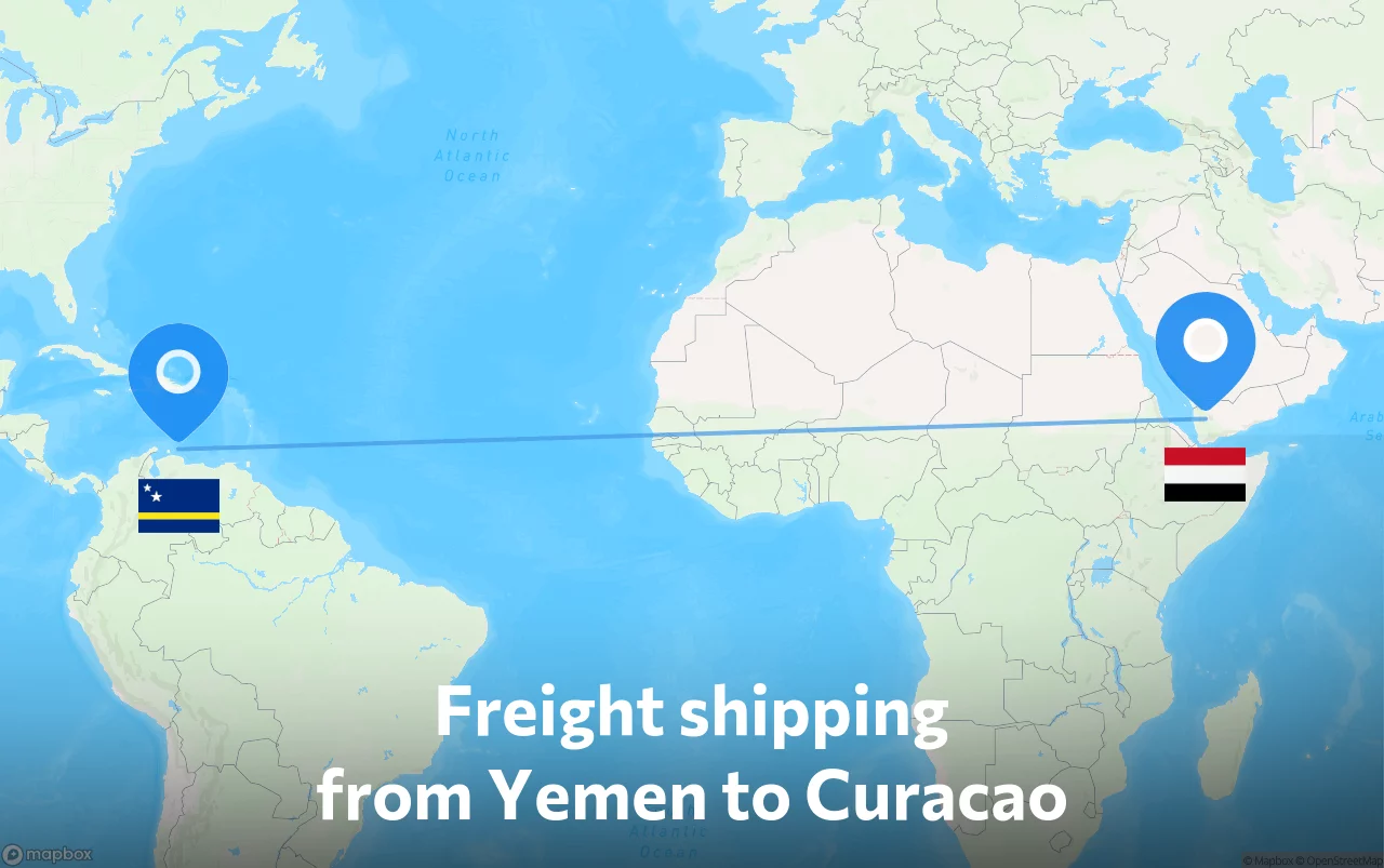 Shipping route from Yemen to Curacao