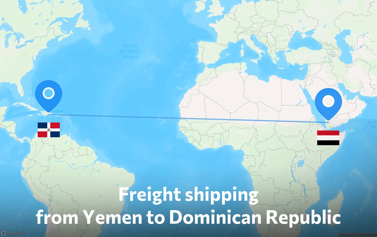 Shipping route from Yemen to Dominican Republic