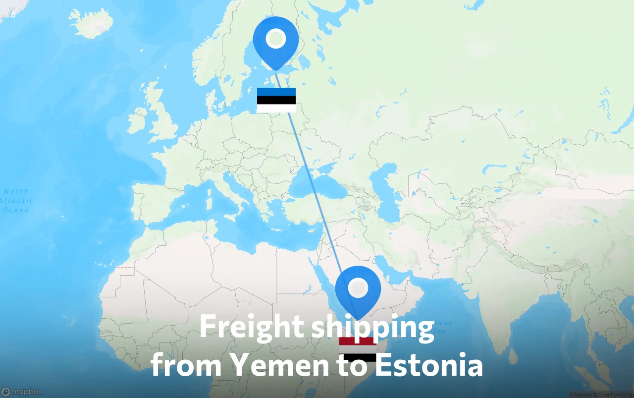 Shipping route from Yemen to Estonia