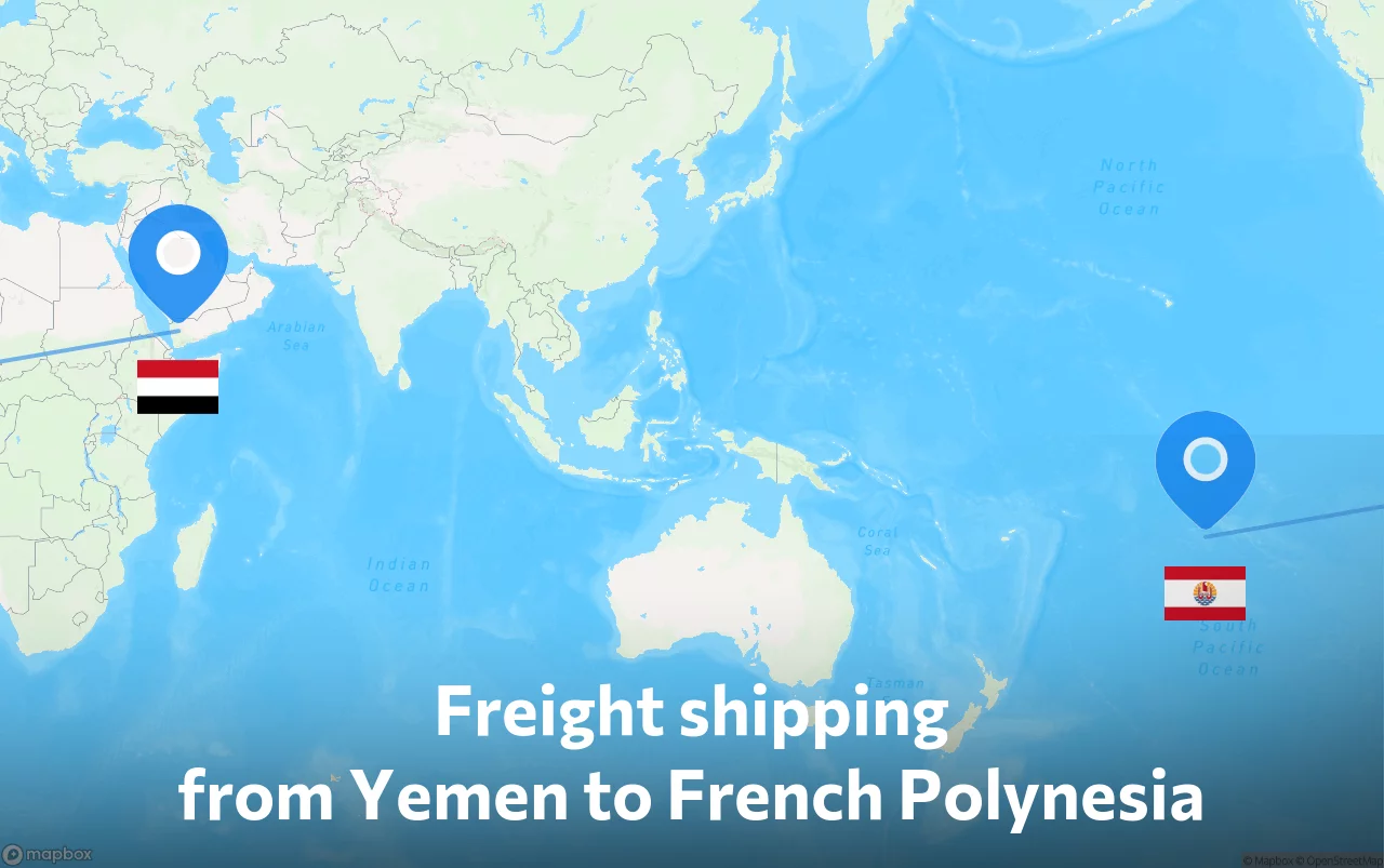 Shipping route from Yemen to French Polynesia