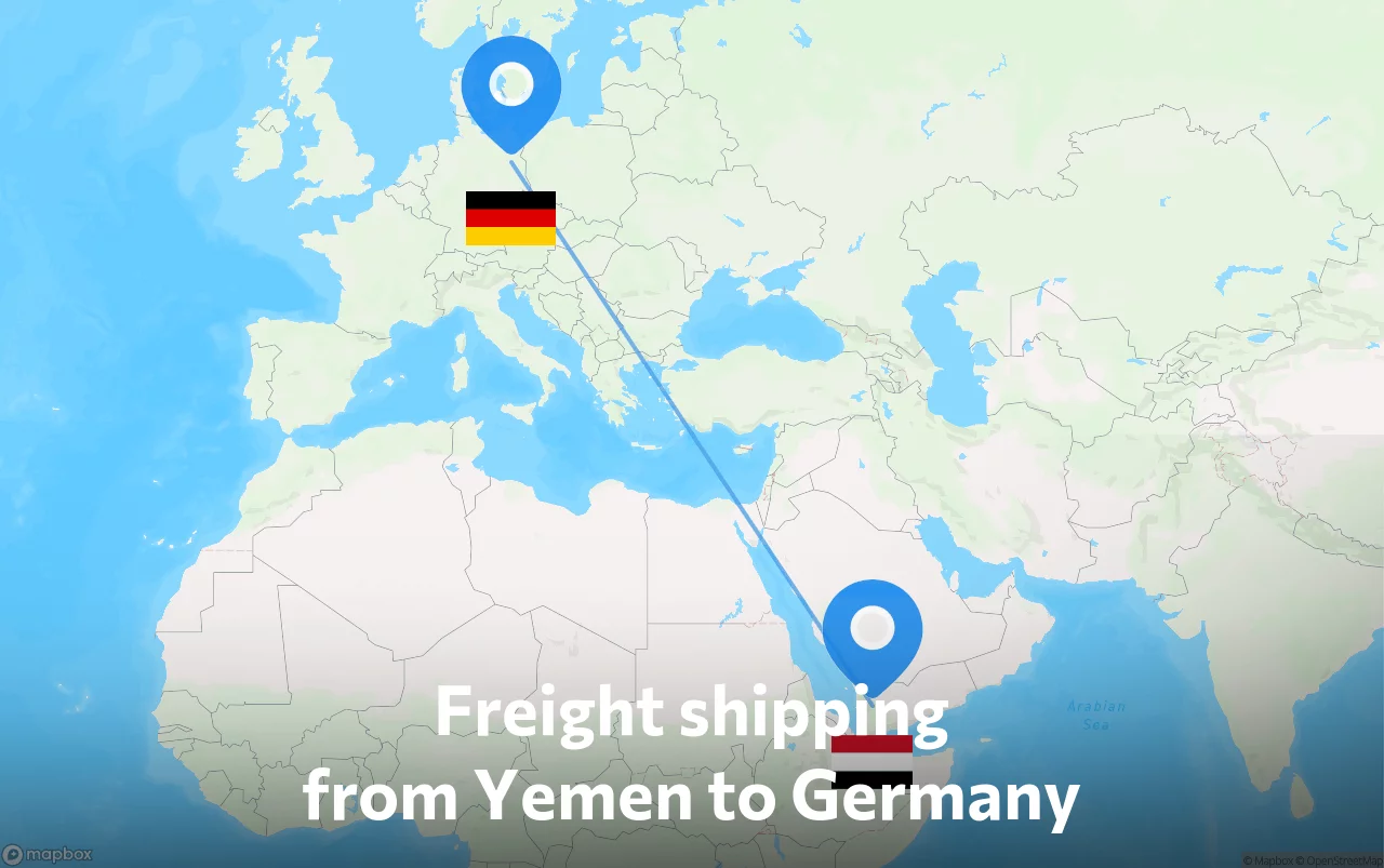 Shipping route from Yemen to Germany