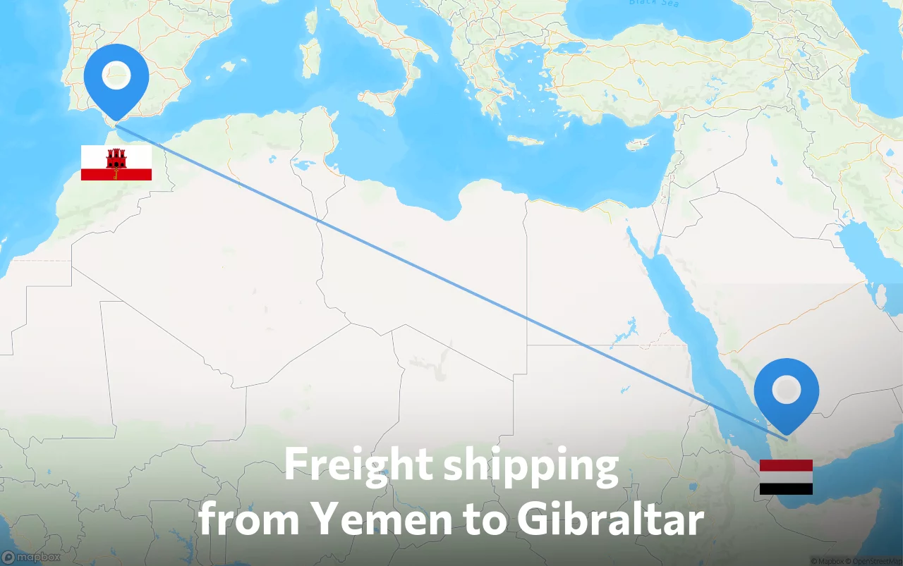 Shipping route from Yemen to Gibraltar