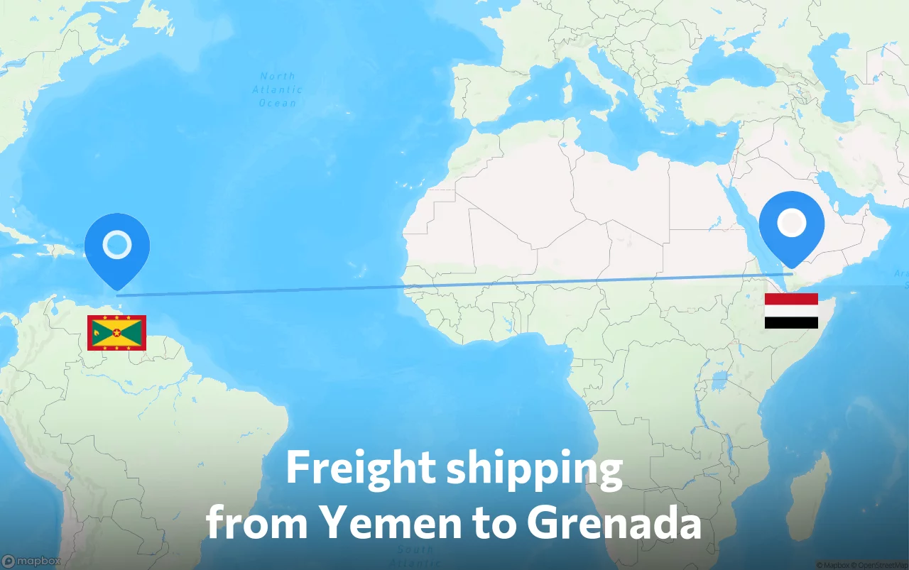 Shipping route from Yemen to Grenada