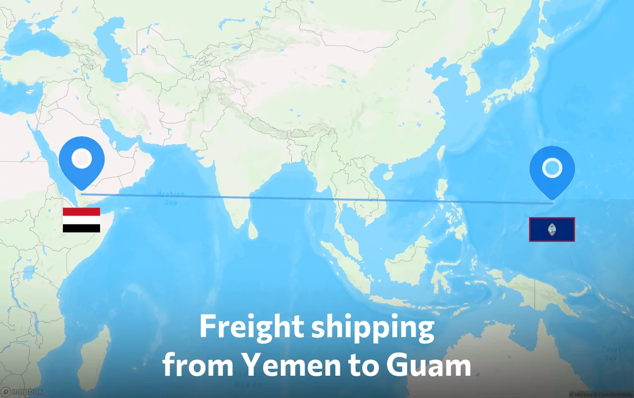 Shipping route from Yemen to Guam