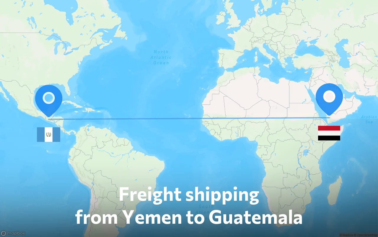 Shipping route from Yemen to Guatemala