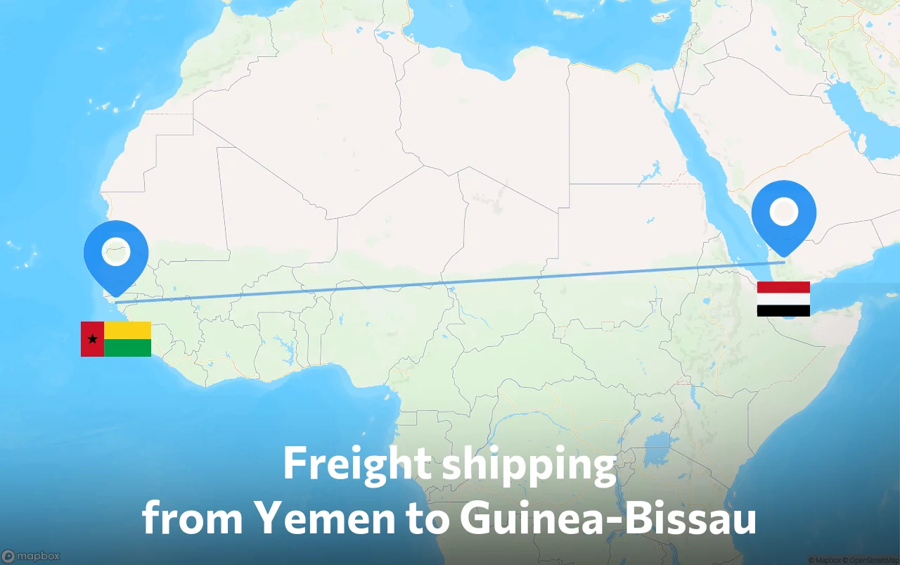 Shipping route from Yemen to Guinea-Bissau