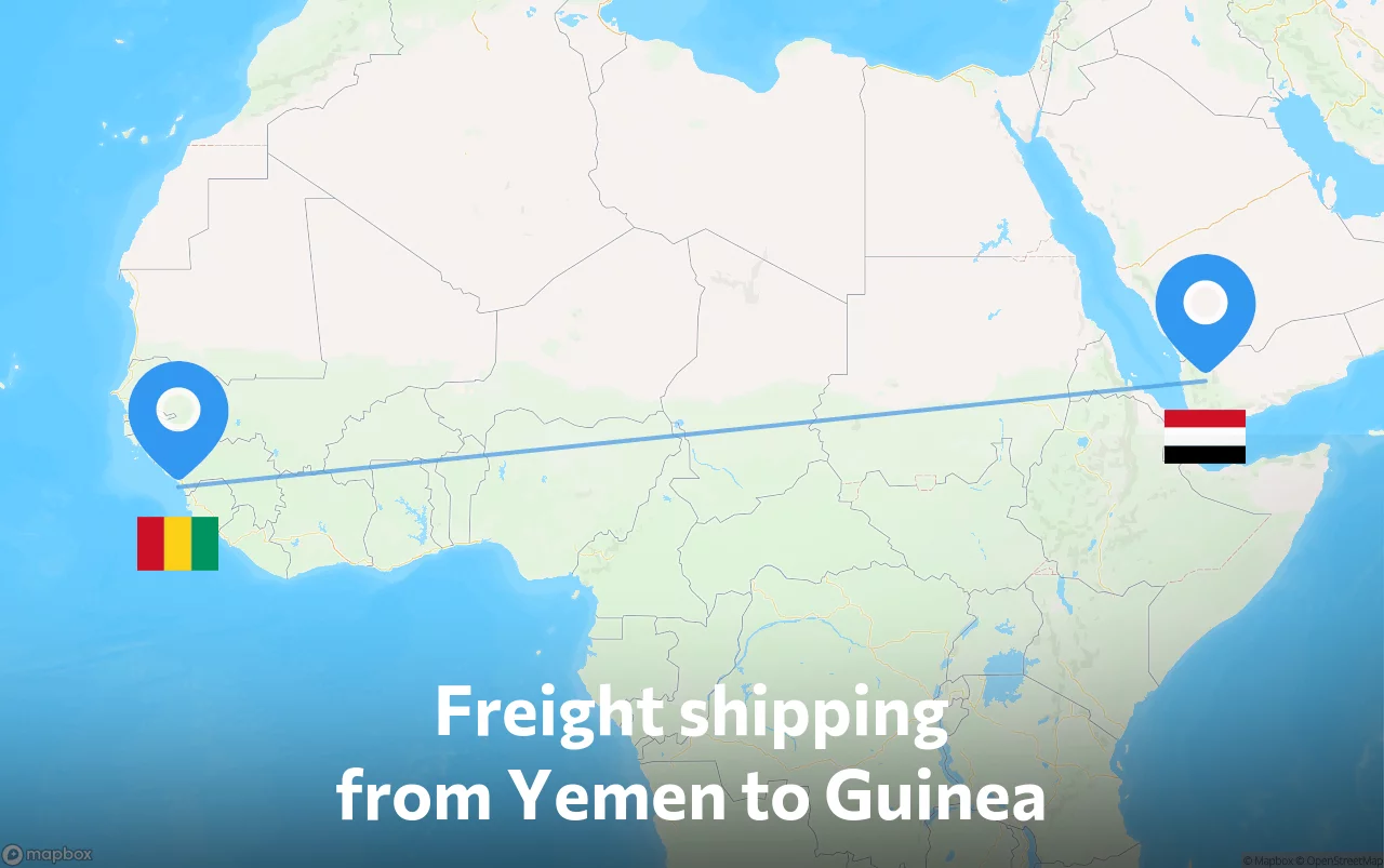 Shipping route from Yemen to Guinea