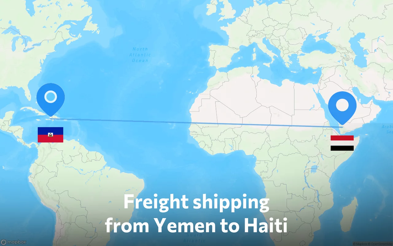 Shipping route from Yemen to Haiti