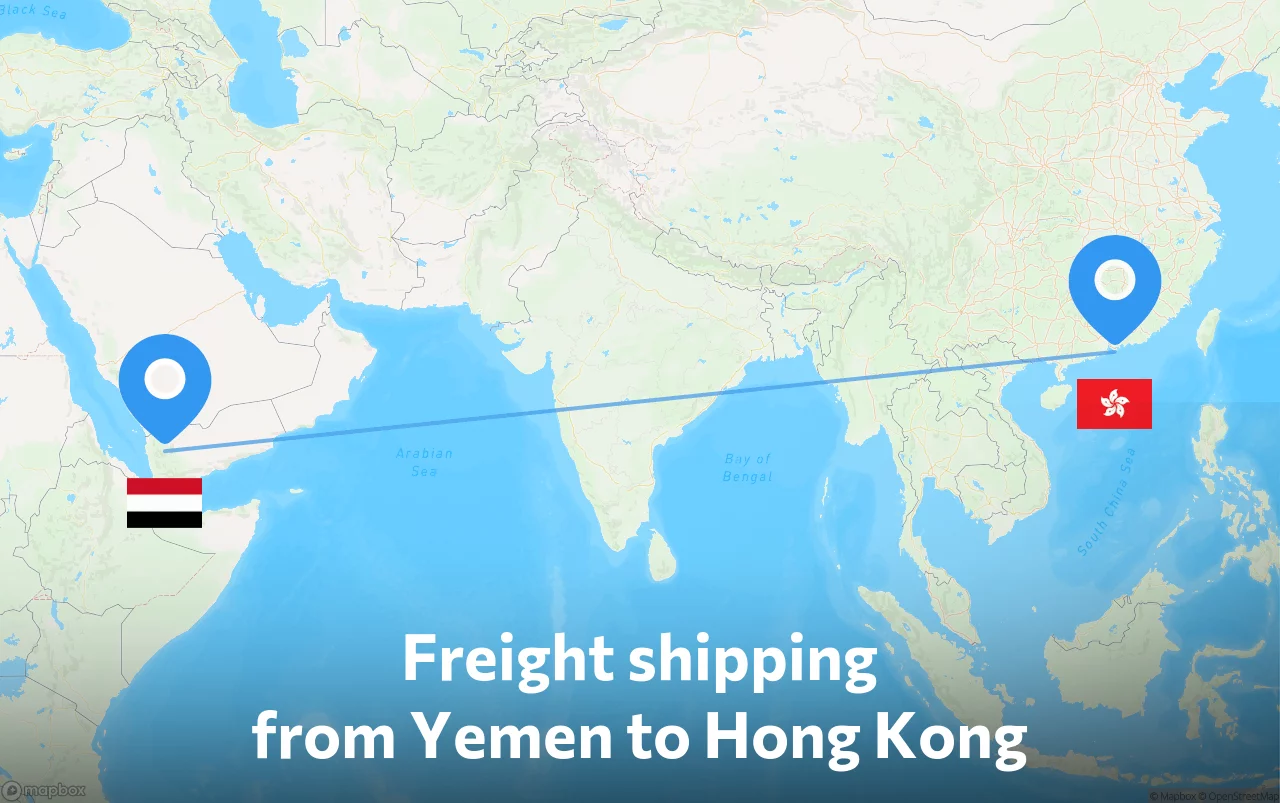 Shipping route from Yemen to Hong Kong