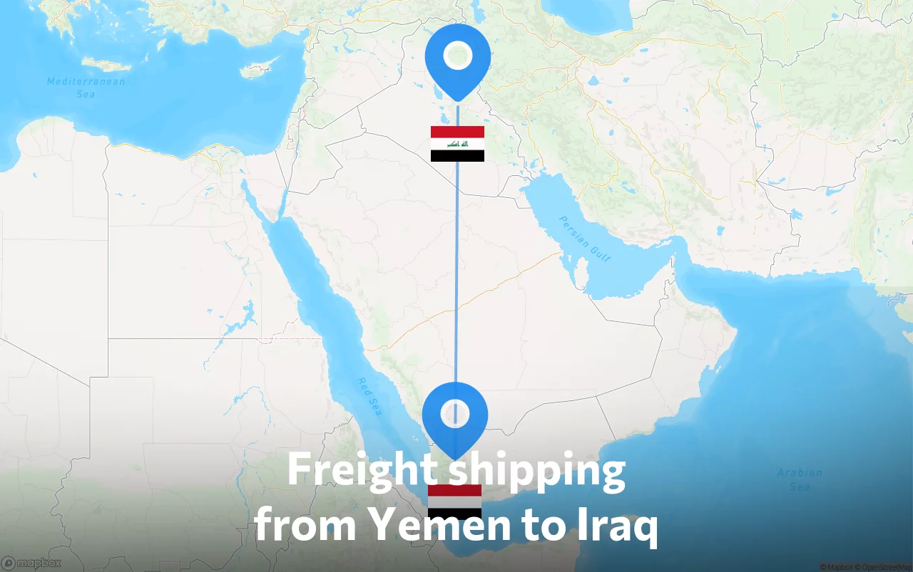 Shipping route from Yemen to Iraq