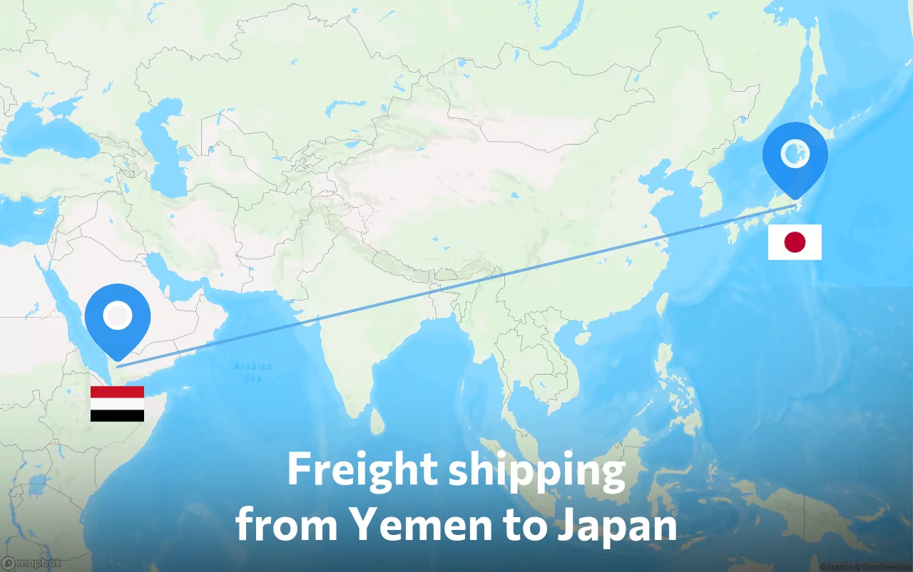 Shipping route from Yemen to Japan