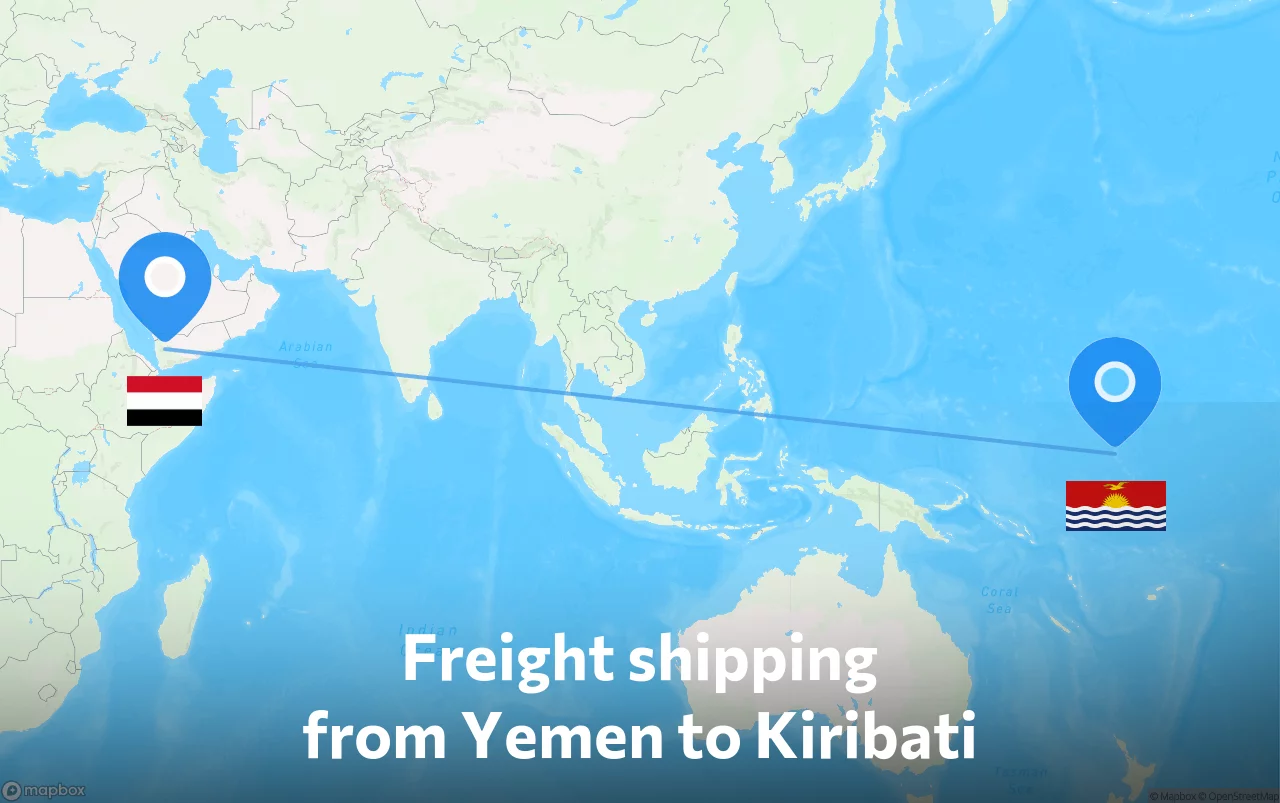 Shipping route from Yemen to Kiribati