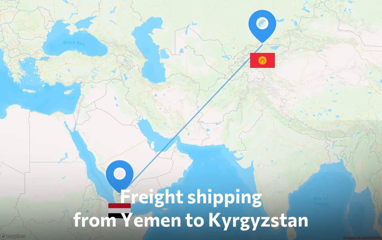 Shipping route from Yemen to Kyrgyzstan