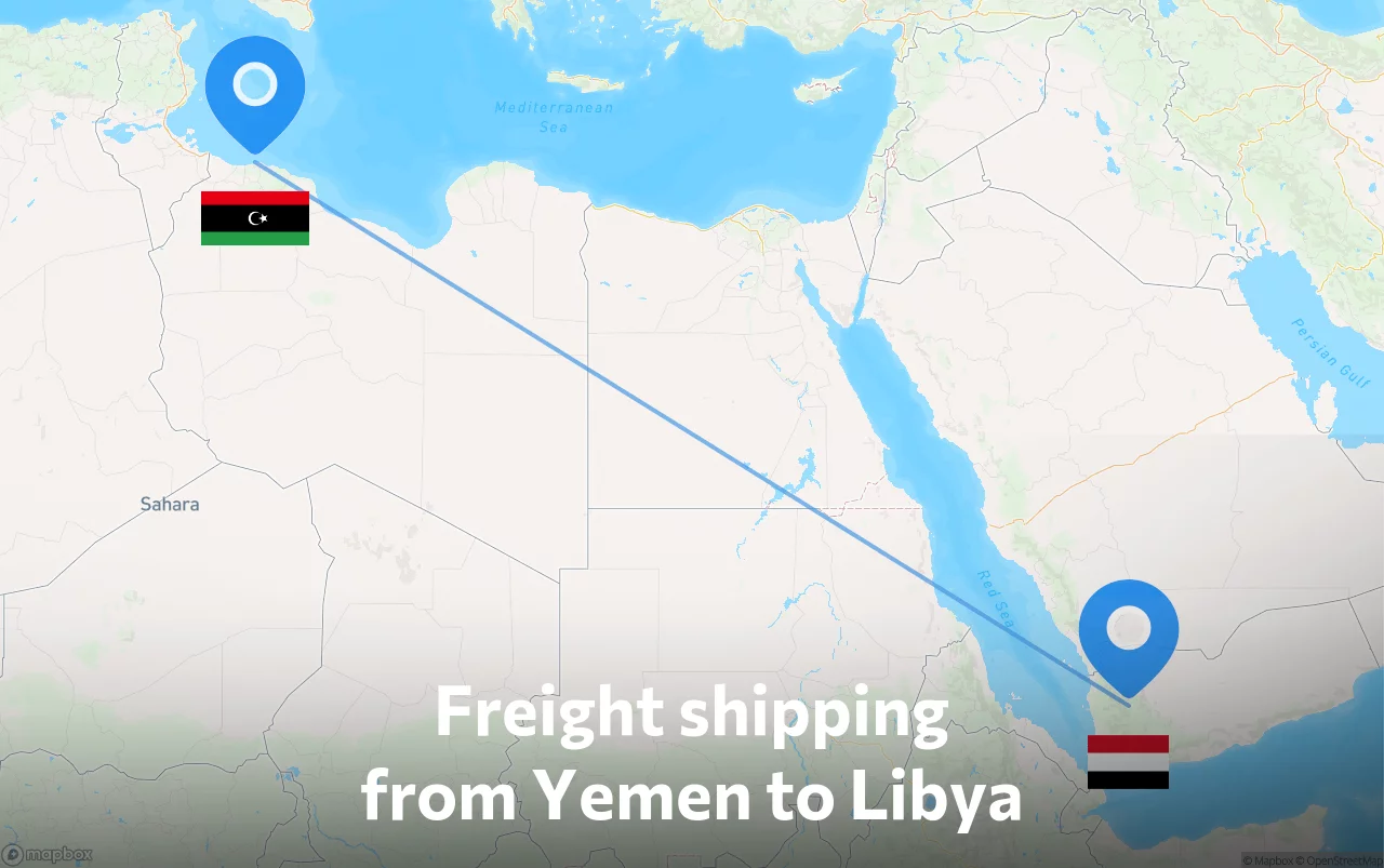 Shipping route from Yemen to Libya