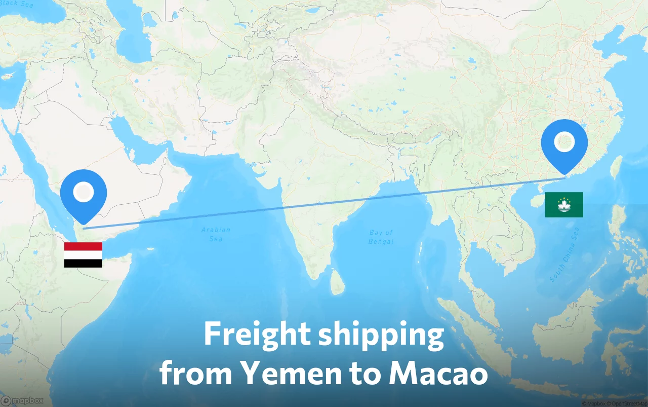 Shipping route from Yemen to Macao