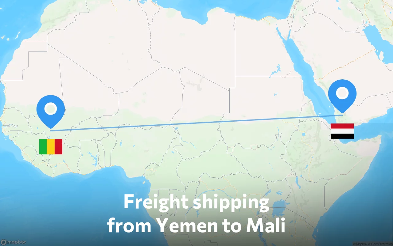 Shipping route from Yemen to Mali