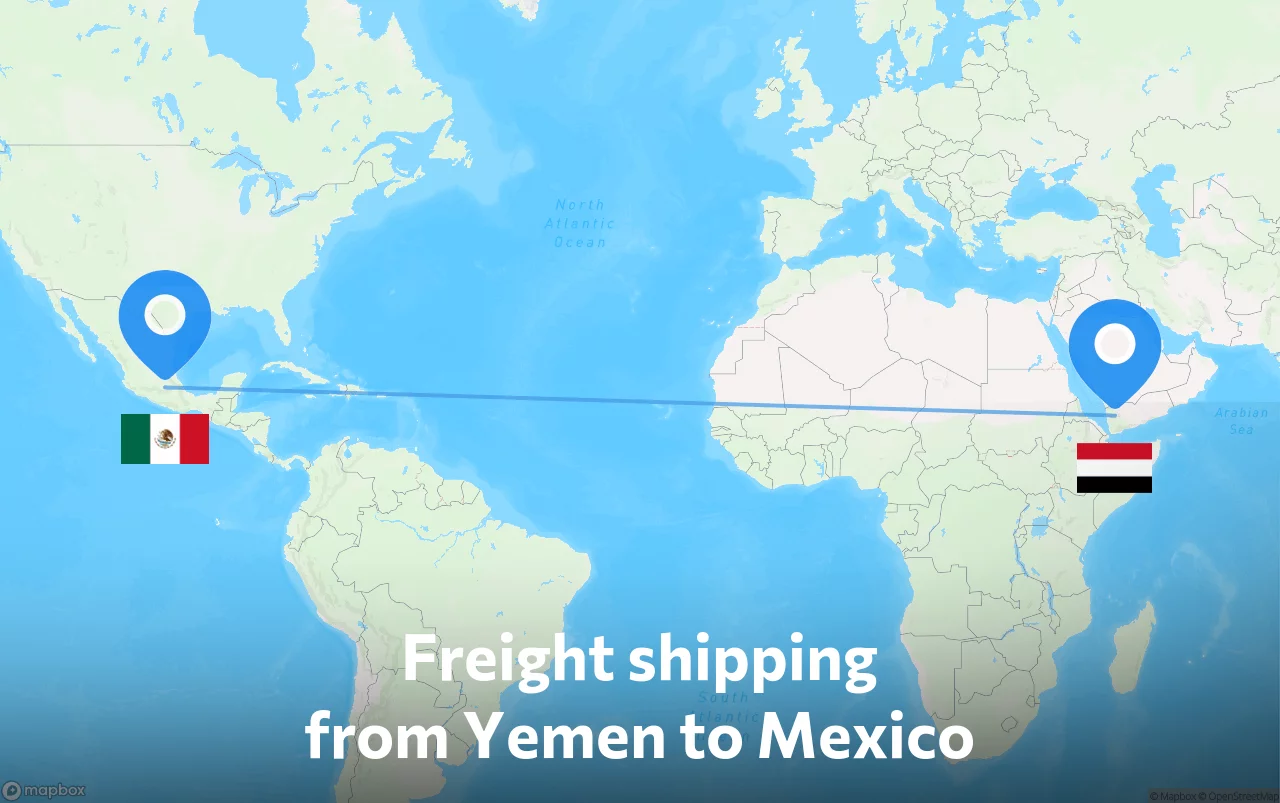 Shipping route from Yemen to Mexico