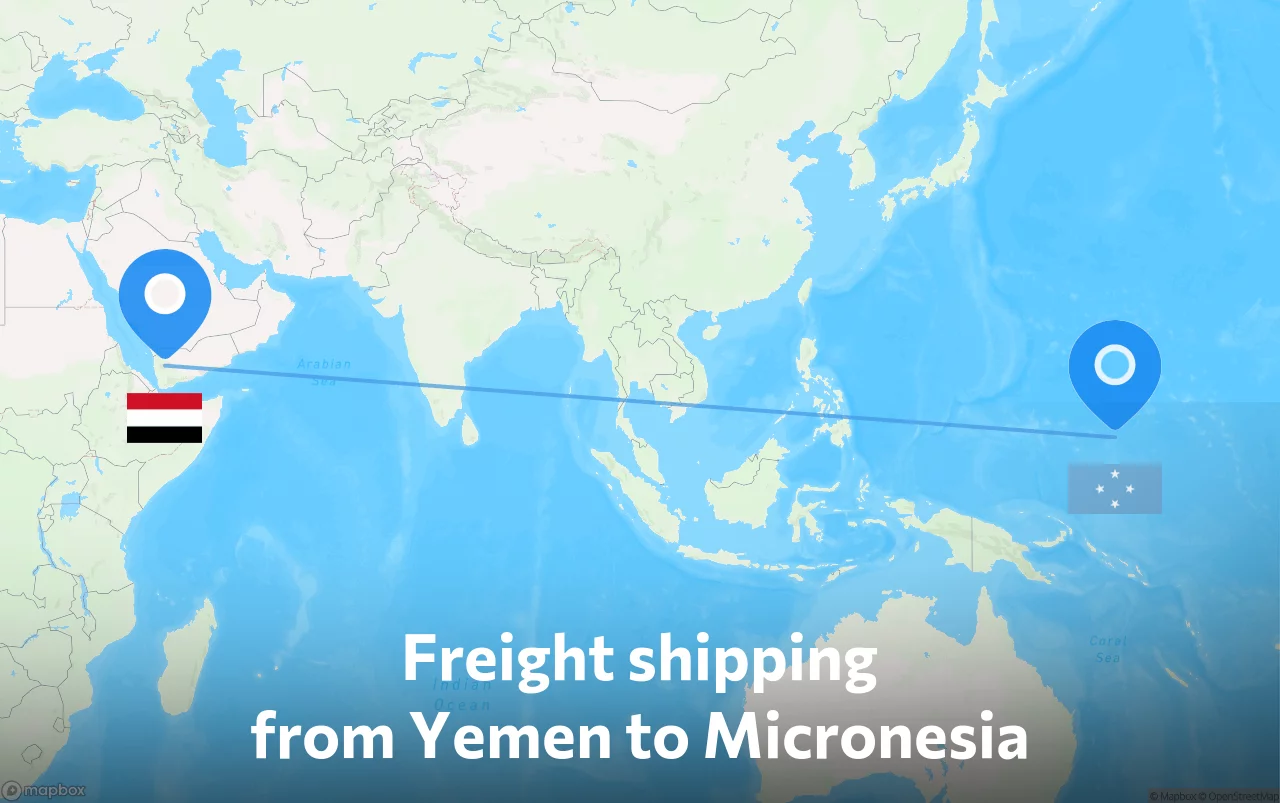 Shipping route from Yemen to Micronesia